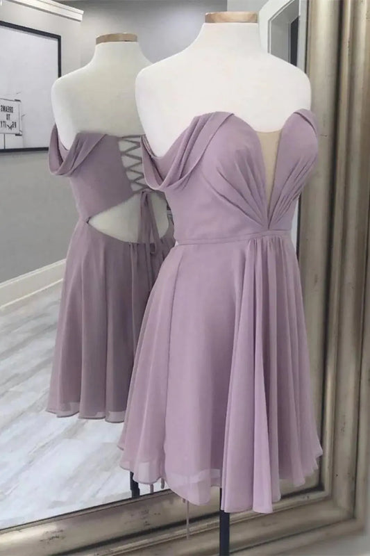 DingJiDress Short Evening Dress A Line Corset Sweetheart Neckline Off The Shoulder Ruched Backless Simple Cocktail Dress Hot Sale Homecoming Dress