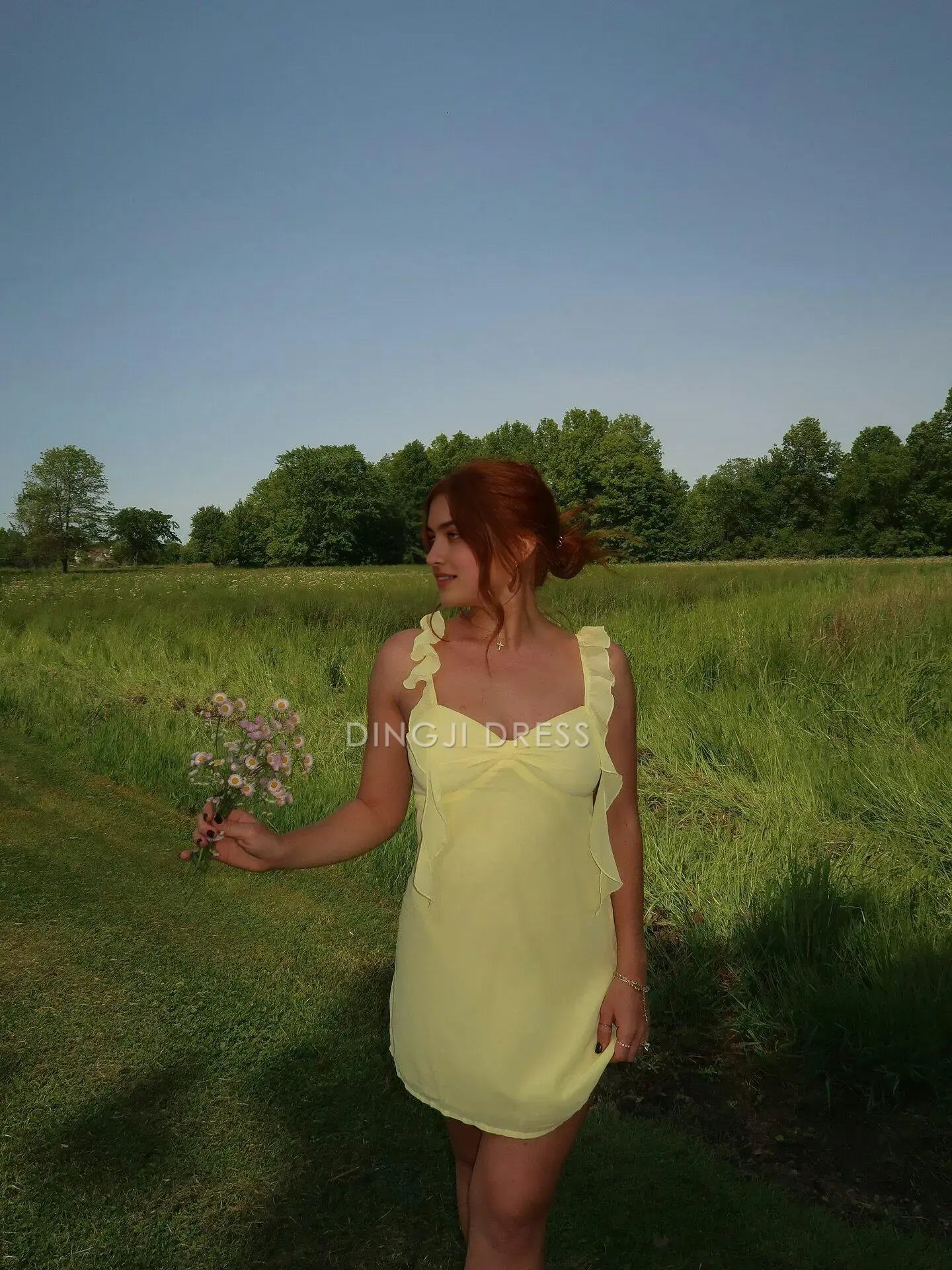 DingJiDress Short Evening Dress Unique A Line Low-Cut Sweetheart With Ruffles Charming Cocktail Dress Hot Sale Homecoming Dress