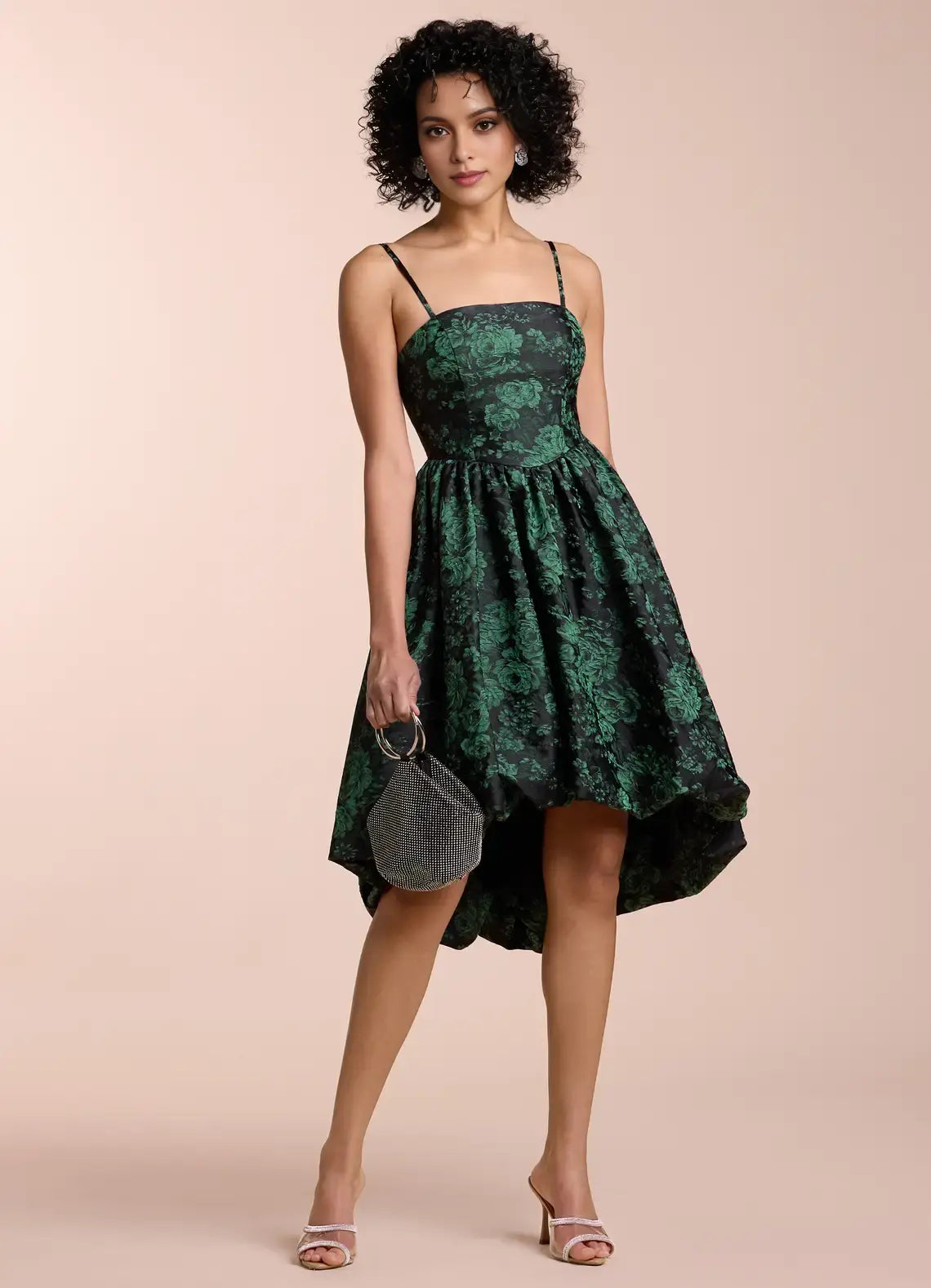 DingJiDress Short Prom Dress A-Line Straight Neckline Jacquard Spaghetti Strap Playful Asymmetrical Bubble Hem Skirt Hot Sale Homecoming Dress