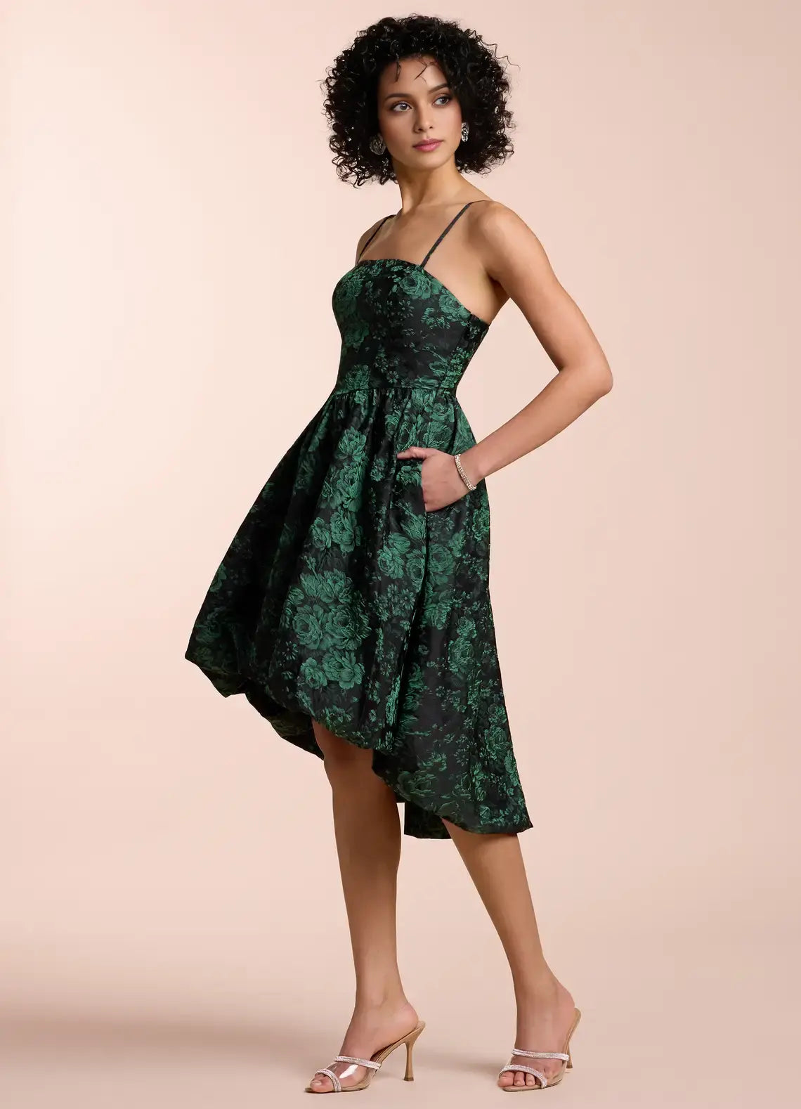 DingJiDress Short Prom Dress A-Line Straight Neckline Jacquard Spaghetti Strap Playful Asymmetrical Bubble Hem Skirt Hot Sale Homecoming Dress