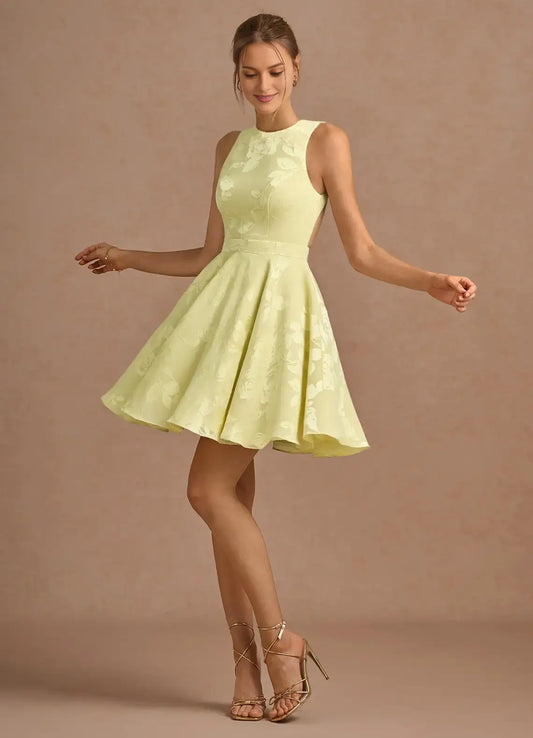 DingJiDress Short Prom Dress A Line Round Neck Sleeveless Exquisite Printing Lace up Backless Hot Sale Homecoming Dress