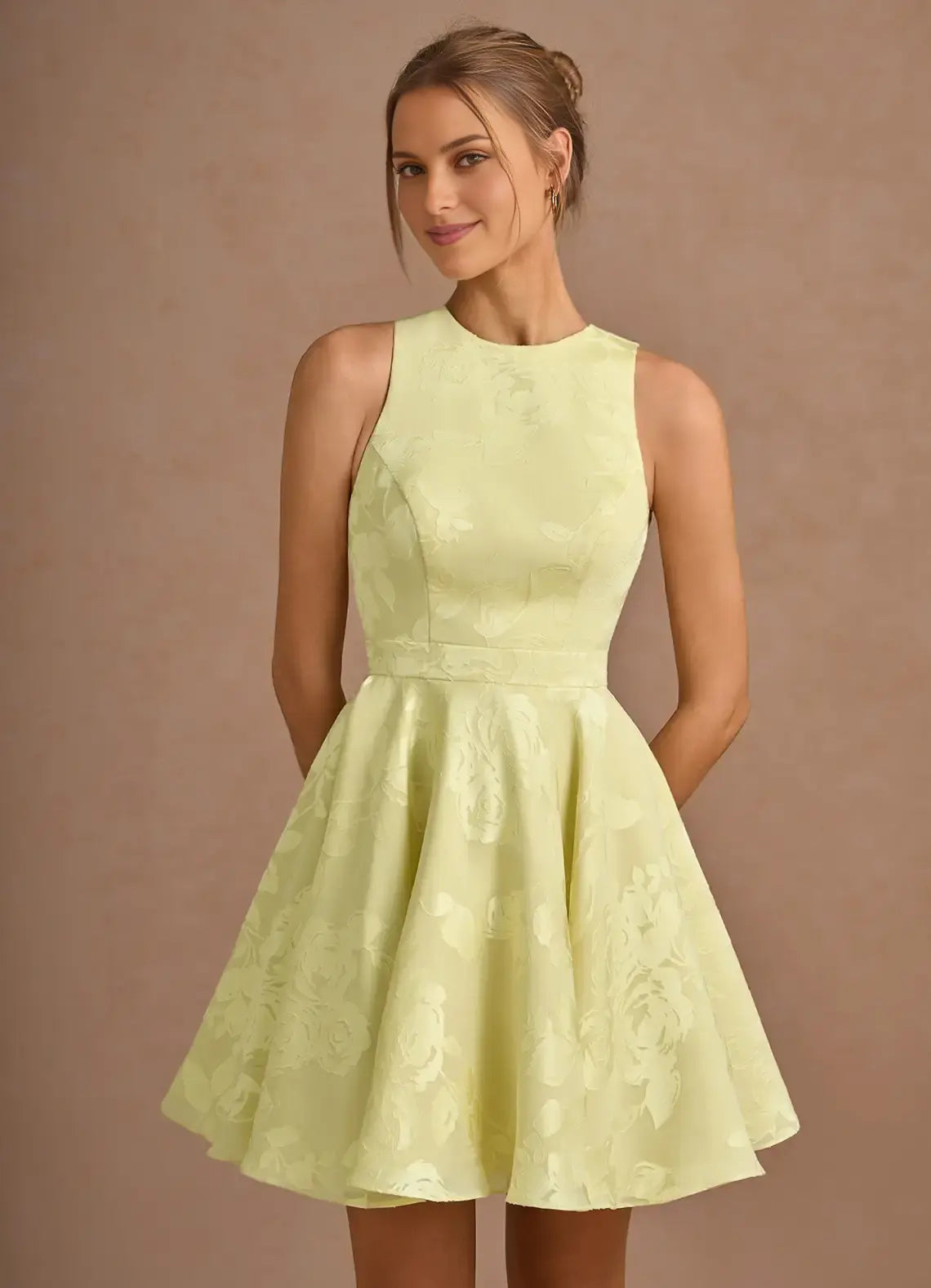 DingJiDress Short Prom Dress A Line Round Neck Sleeveless Exquisite Printing Lace up Backless Hot Sale Homecoming Dress