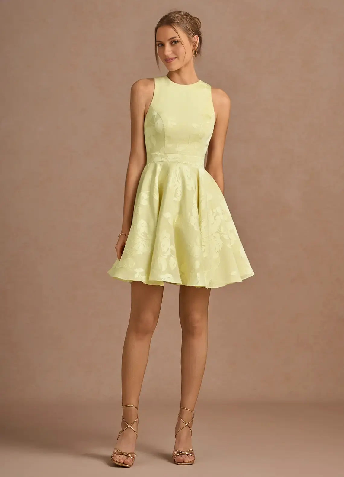 DingJiDress Short Prom Dress A Line Round Neck Sleeveless Exquisite Printing Lace up Backless Hot Sale Homecoming Dress