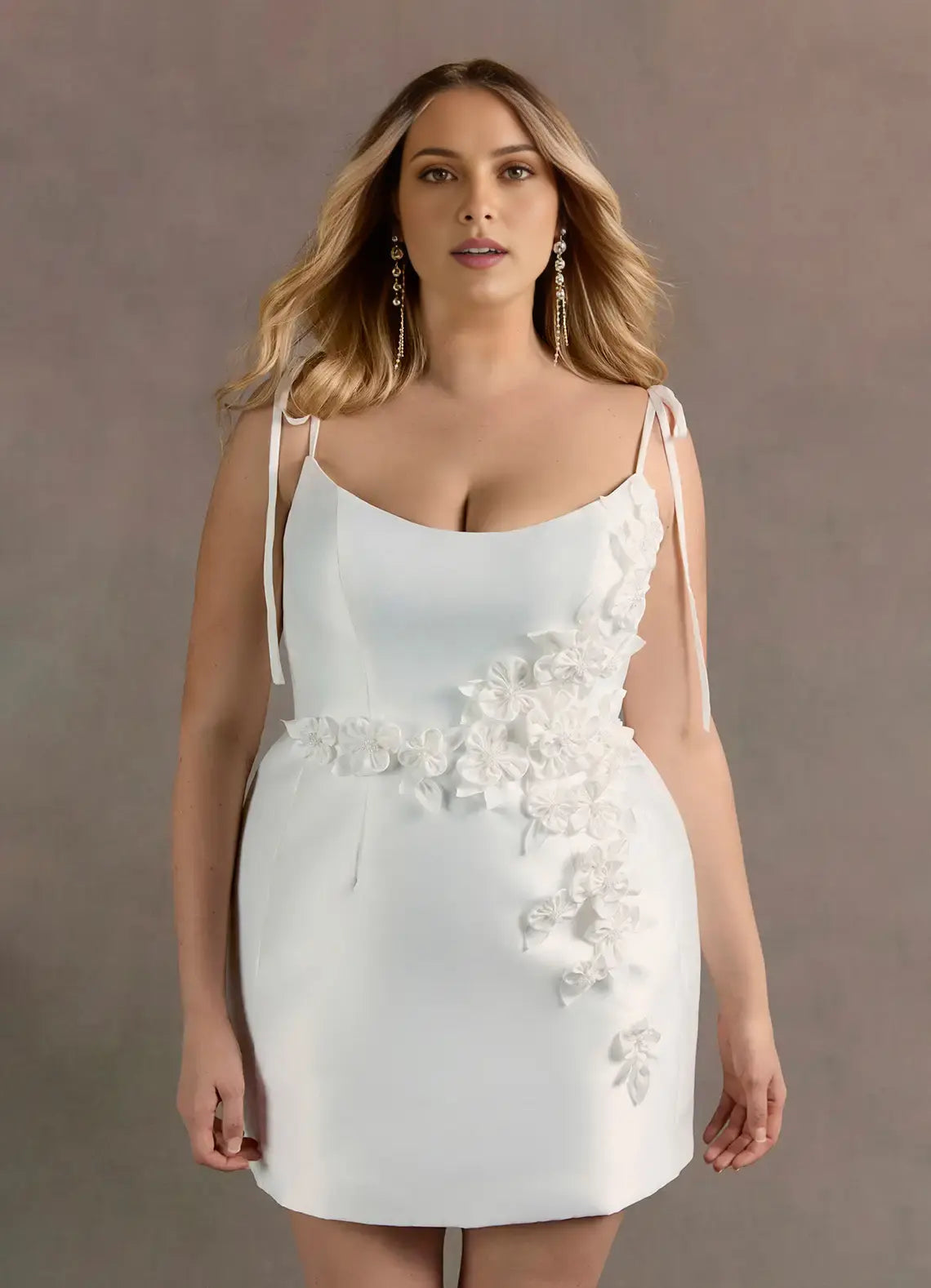 DingJiDress Short Prom Dress Fashion Sheath Scoop Neck Lace up Spaghetti Strap 3D Floral Plus Size Dress Exquisite Hot Sale Homecoming Dress