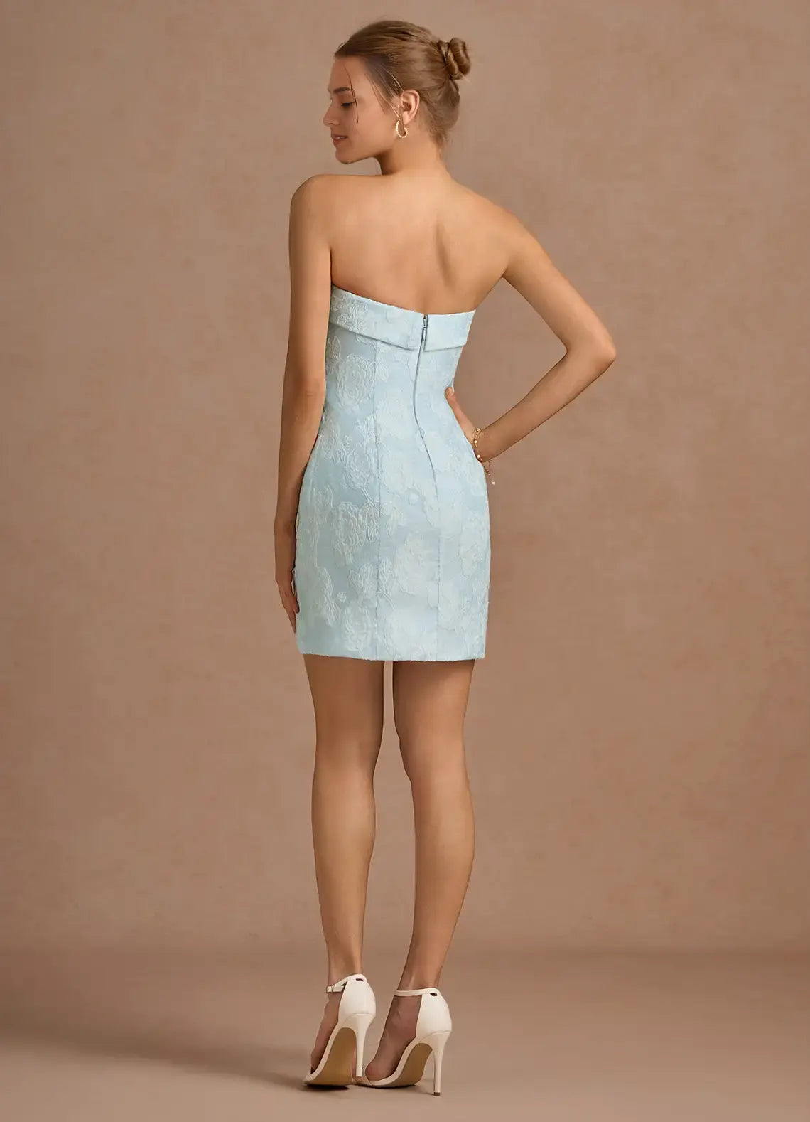 DingJiDress Short Prom Dress Sheath/Column Strapless Exquisite Printing Side Fork Fashion Hot Sale Homecoming Dress