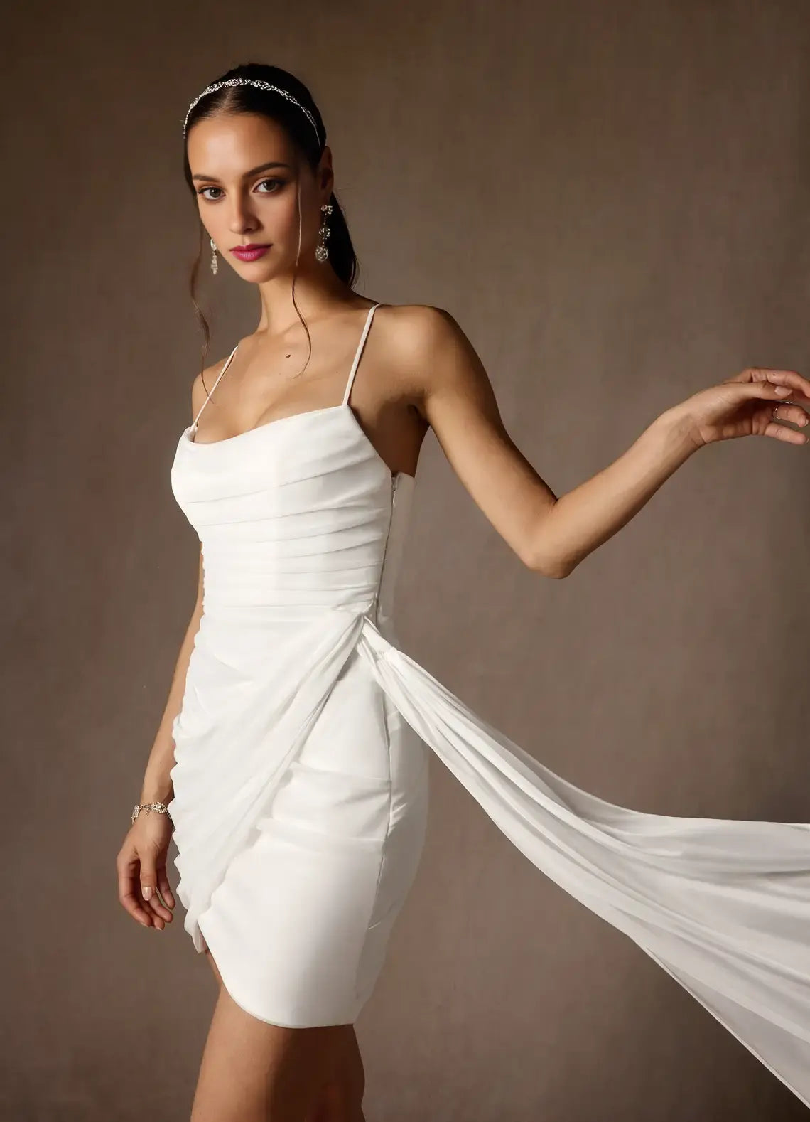 DingJiDress Short Prom Dress Sheath Cowl Neckline Spaghetti Strap Pleated Flutter Belt Fashion Hot Sale Homecoming Dress