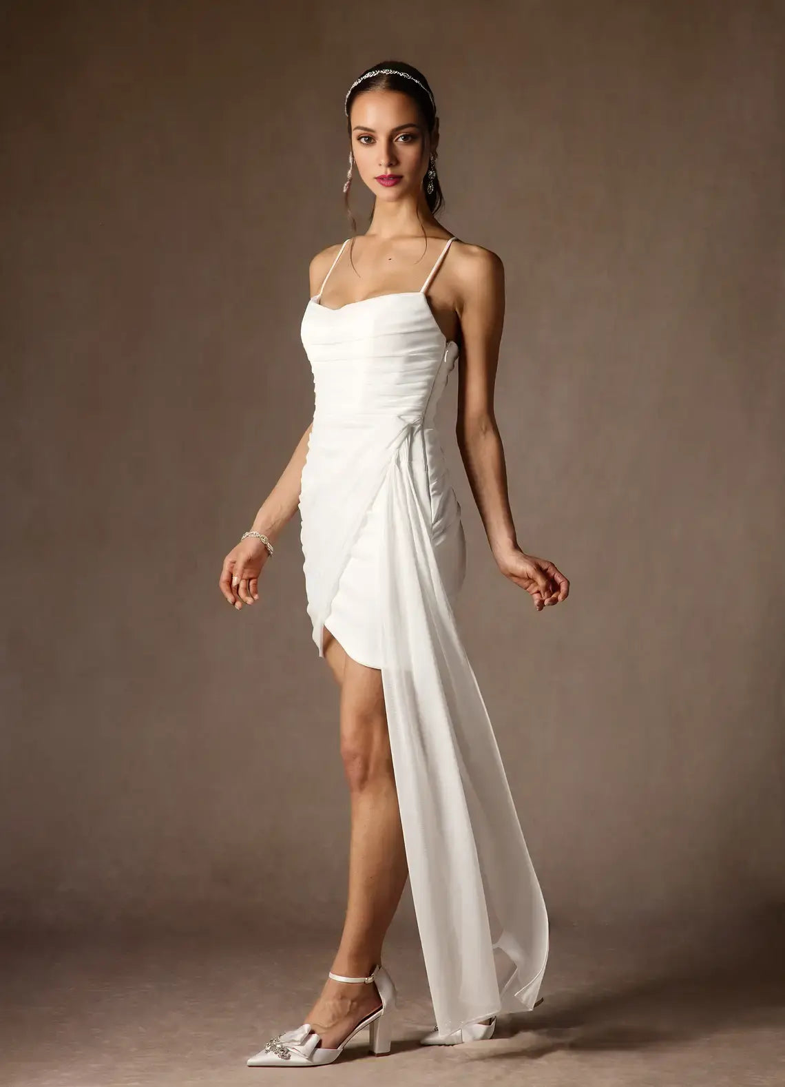 DingJiDress Short Prom Dress Sheath Cowl Neckline Spaghetti Strap Pleated Flutter Belt Fashion Hot Sale Homecoming Dress