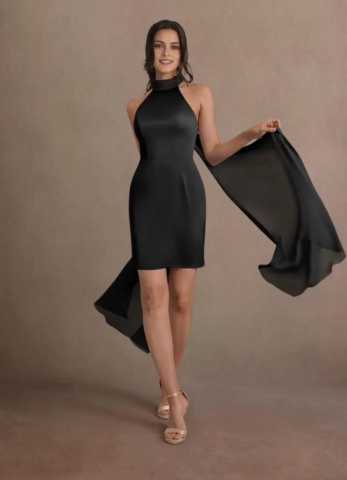 DingJiDress Short Prom Dress Sheath Halter Sleeveless Backless Flutter Belt Fashion Hot Sale Homecoming Dress