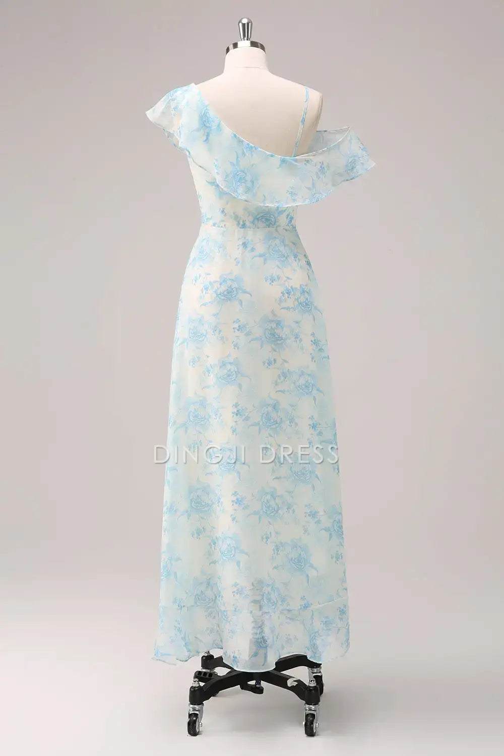 DingJiDress Hot Sale Prom Dress A-Line V Neck Ruched Printing Slit Elegant Formal Dresses