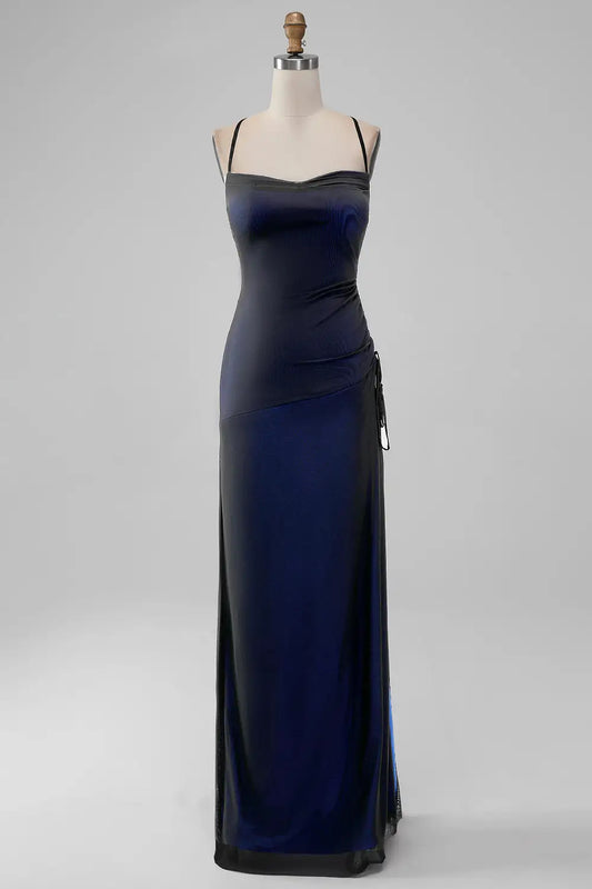 DingJiDress Hot Sale Prom Dress Charming Sheath Spaghetti Straps Backless Side Fork Floor Length Sexy Formal Dresses