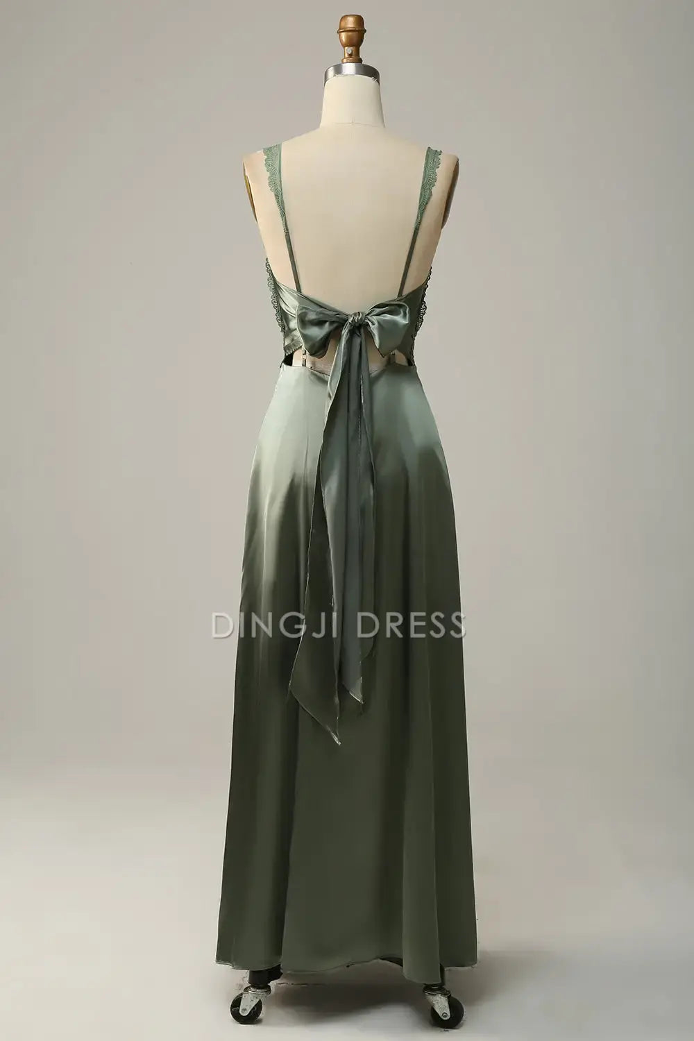 DingJiDress Hot Sale Prom Dress Exquisite A Line V Neck Backless Lace up Bow Long Formal Dresses