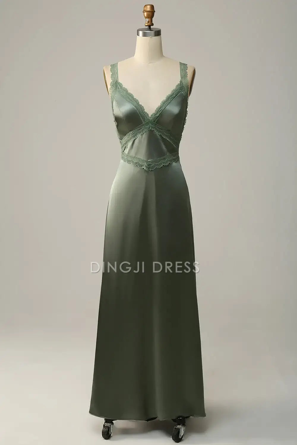 DingJiDress Hot Sale Prom Dress Exquisite A Line V Neck Backless Lace up Bow Long Formal Dresses
