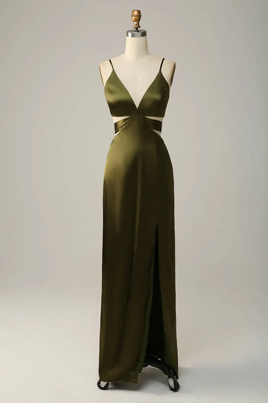 DingJiDress Hot Sale Prom Dress Sheath V Neck Spaghetti Straps Backless Hollow Out Charming Formal Dresses