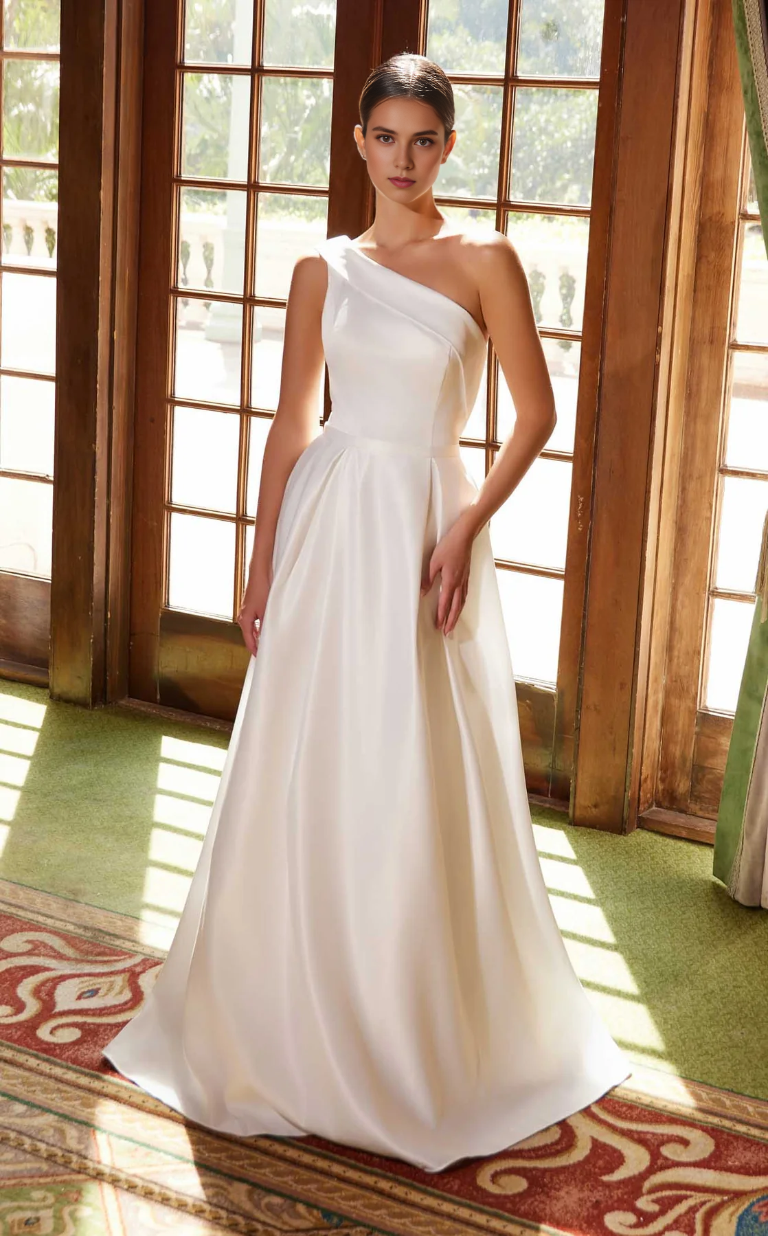 DingJiDress Hot Sale Wedding Dress Dignified A Line One-Shoulder Pleated Elegant Simple Formal Wear Dresses