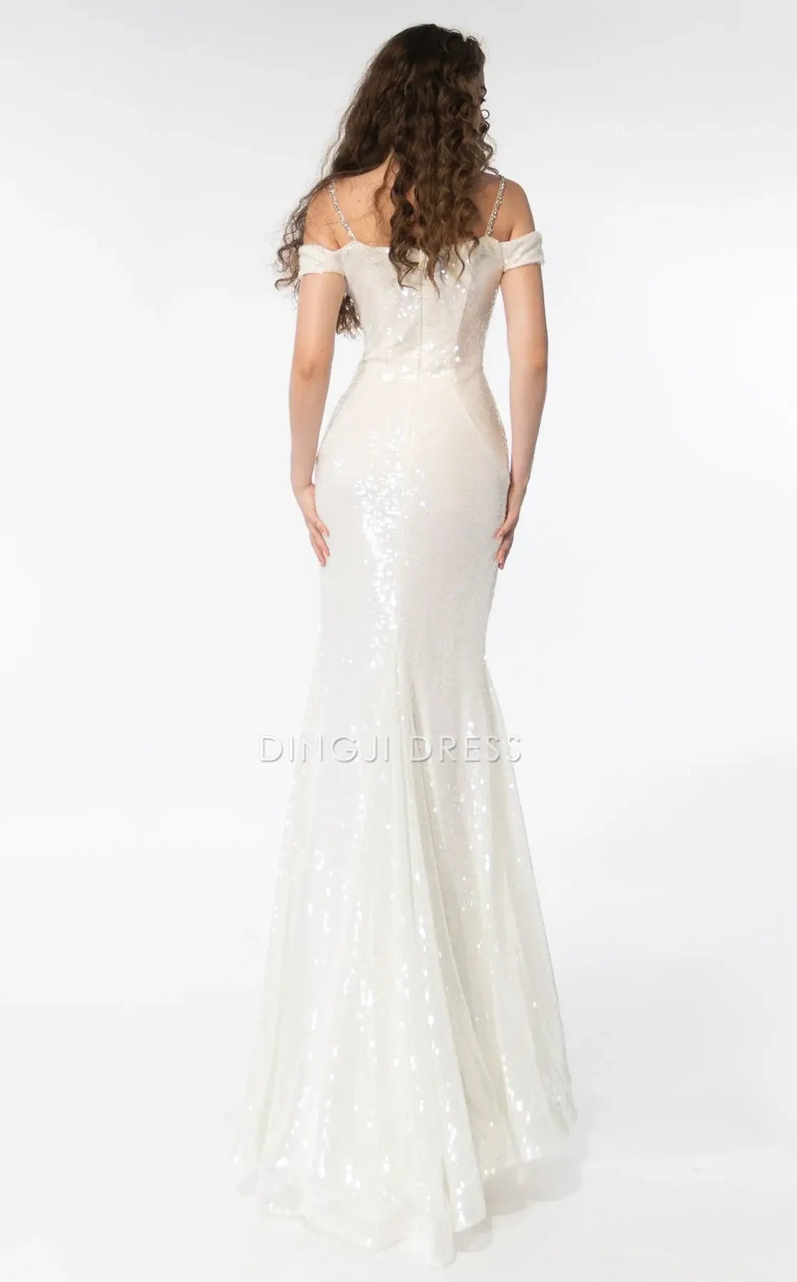 DingJiDress Hot Sale Wedding Dress Exquisite Mermaid Spaghetti Strap Off Shoulder Beadwork Side Fork Sparkle Formal Wear Dresses