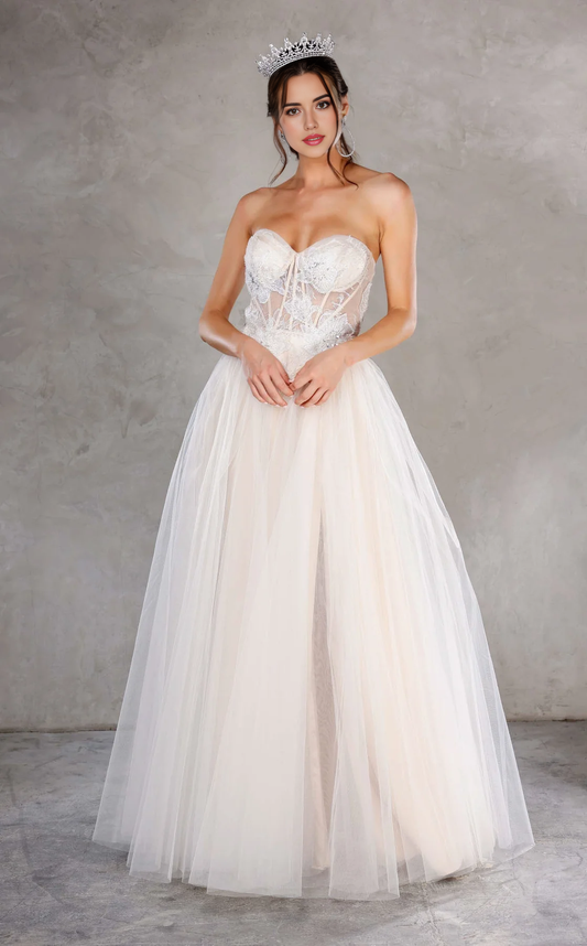 DingJiDress Hot Sale Wedding Dress Gorgeous A-line Strapless Sweetheart Neckline Corset Lace Applique Fashion Formal Wear Dresses