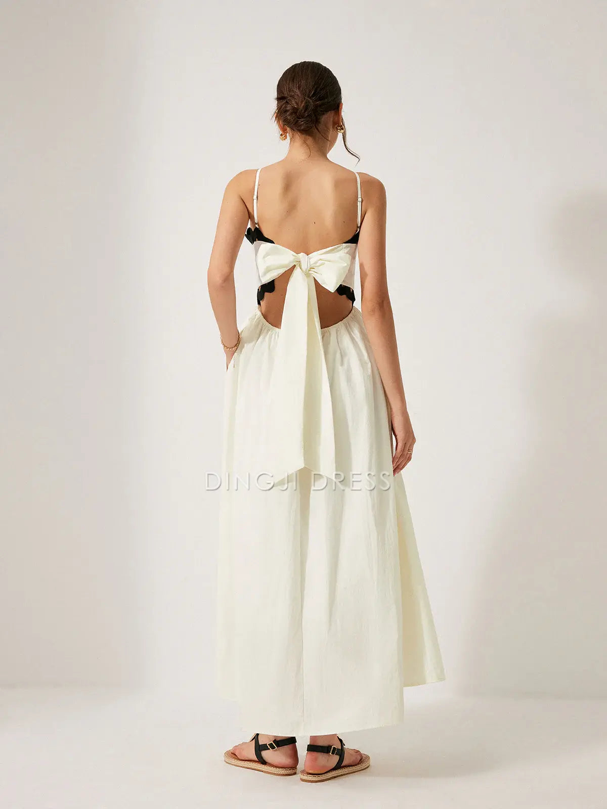 DingJiDress Party Dress A Line Spaghetti Strap Scalloped Trim Back Tie Backless Elegant Dress Hot Sale Prom Dress