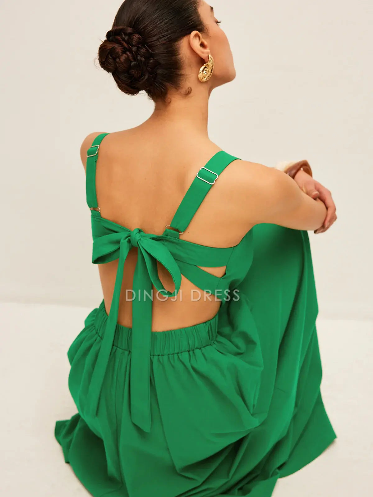 DingJiDress Party Dress A Line V Neck Sleeveless Back Tie Backless Fashion Dress Hot Sale Prom Dress