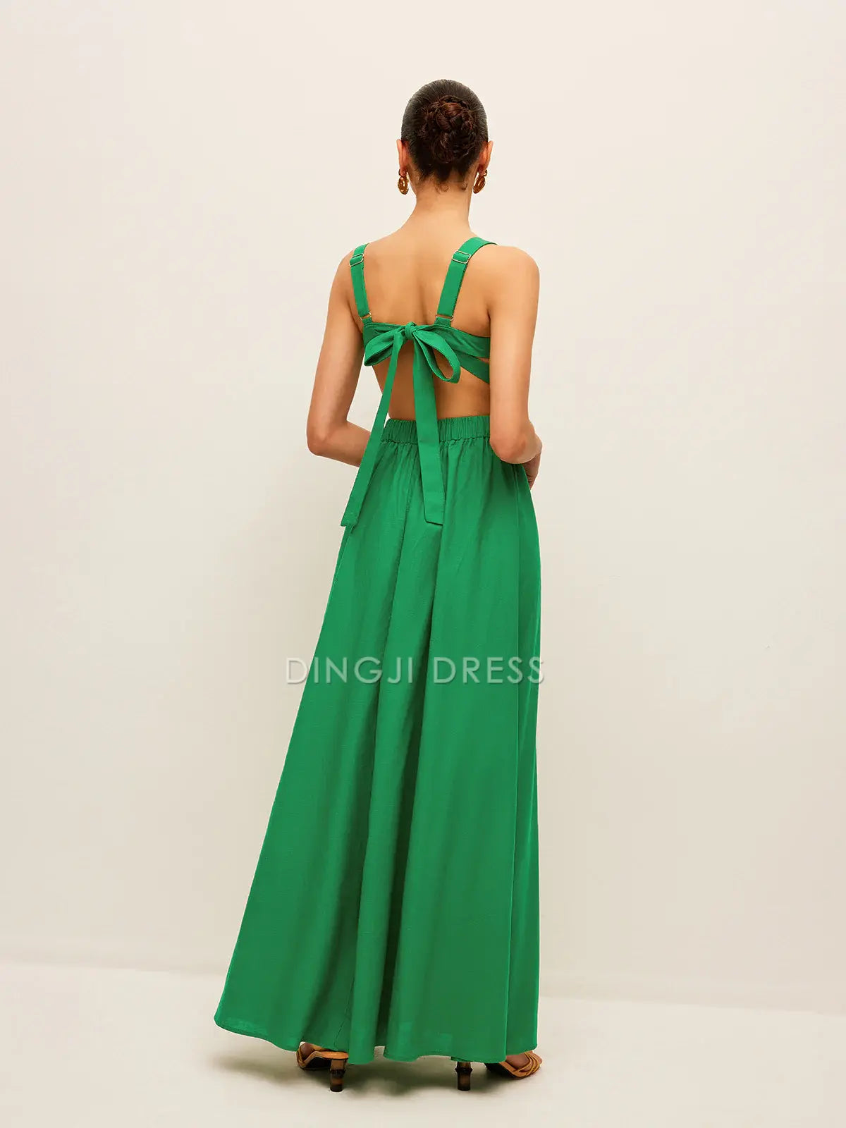 DingJiDress Party Dress A Line V Neck Sleeveless Back Tie Backless Fashion Dress Hot Sale Prom Dress
