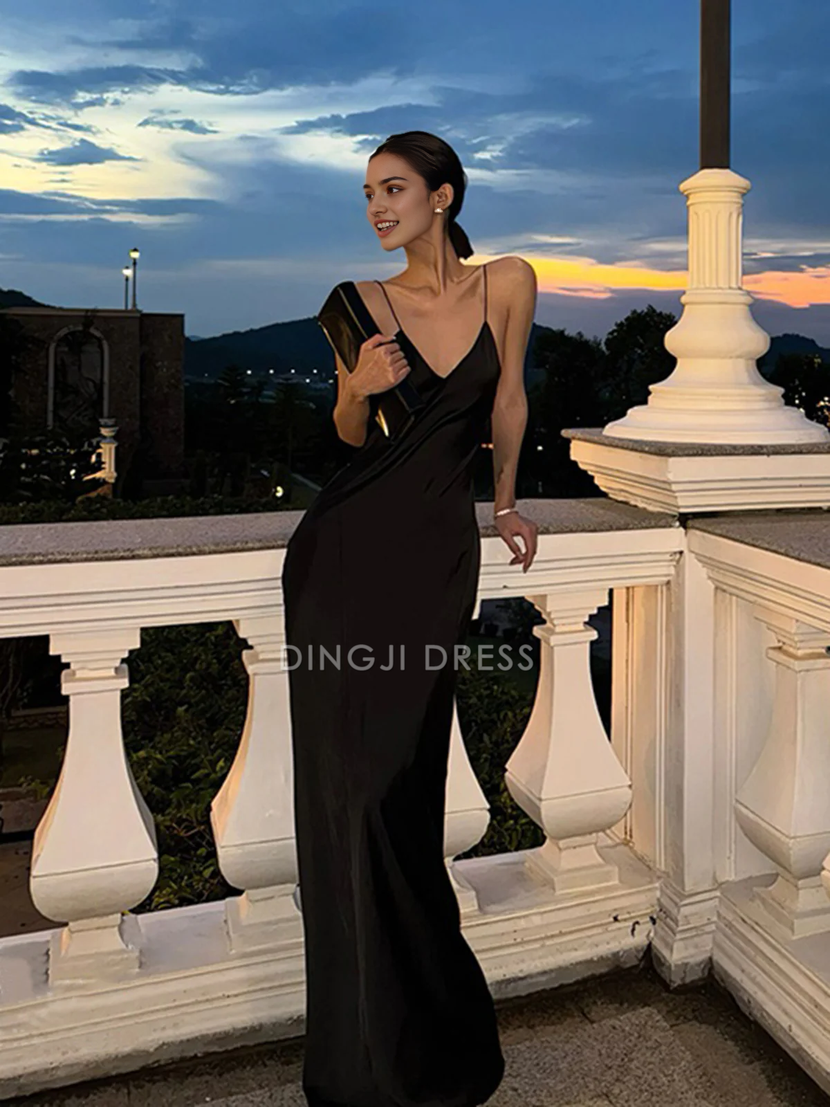 DingJiDress Party Dress Sheath V-Neck Spaghetti Strap Backless Sexy Long Dress Hot Sale Prom Dress