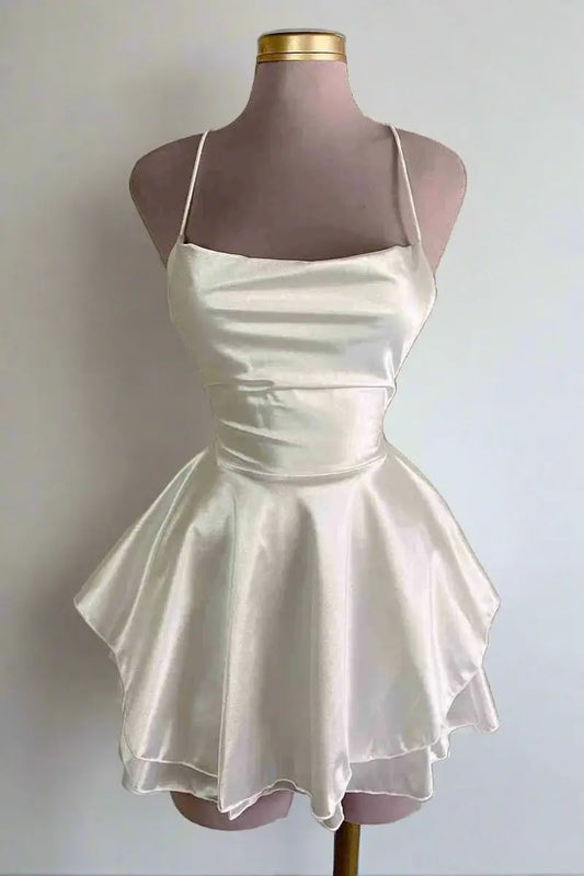 DingJiDress Short Dress Charming A-Line Spaghetti Strap Lace-Up Backless Sexy Short Party Dress Hot Sale Homecoming Dress