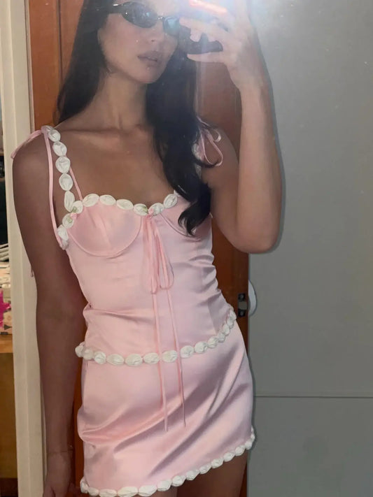DingJiDress Short Evening Dress Cute Sheath Spaghetti Straps Sweetheart Neckline Pink With Appliques Unique Cocktail Dress Hot Sale Homecoming Dress