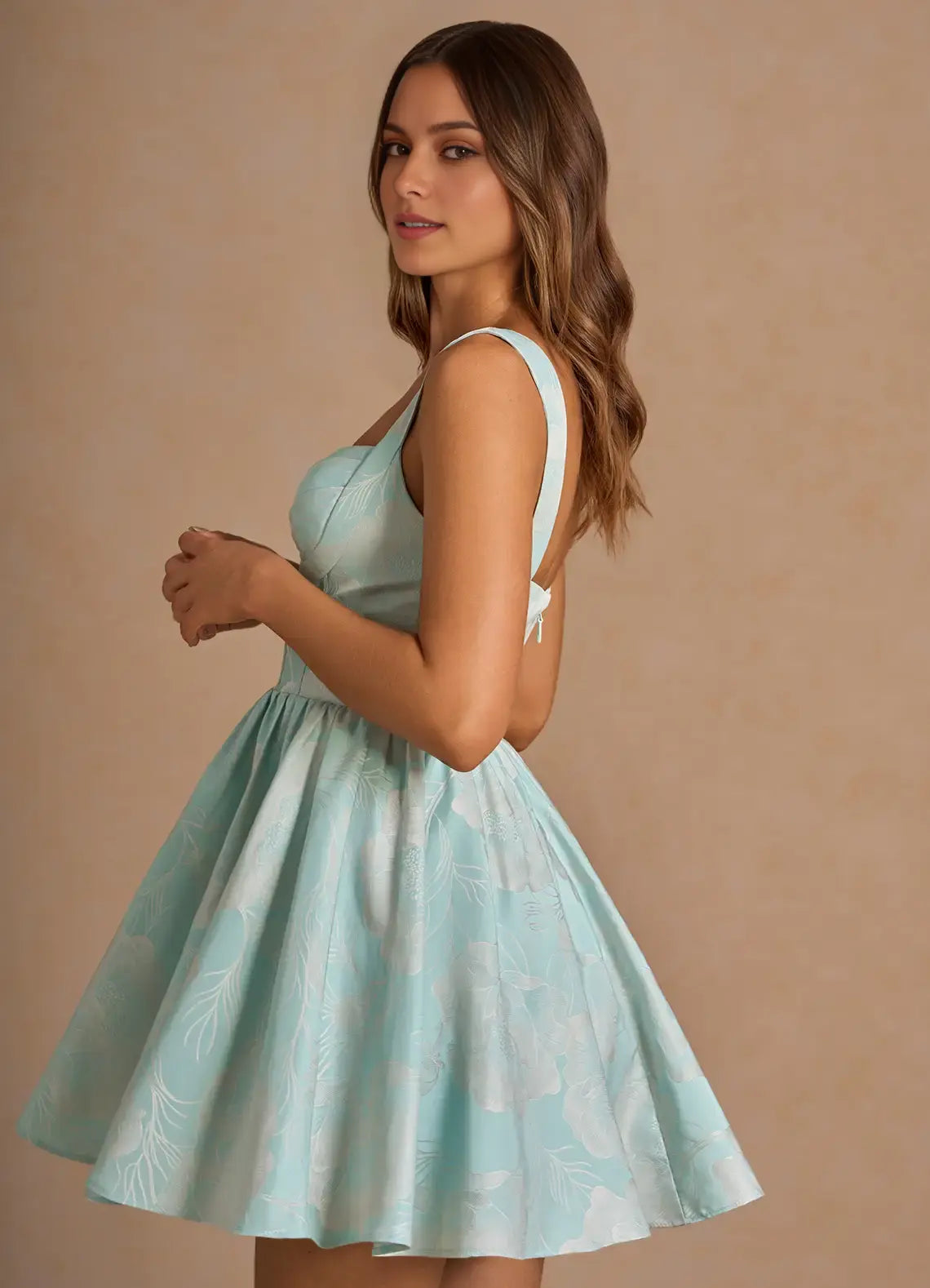 DingJiDress Short Prom Dress A Line Overlapping Sweetheart Neckline Wide Shoulder Straps Exquisite Printing Ruched Hot Sale Homecoming Dress