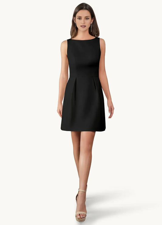 DingJiDress Short Prom Dress Sheath Boat Neck Sleeveless Elegant Simple Hot Sale Homecoming Dress
