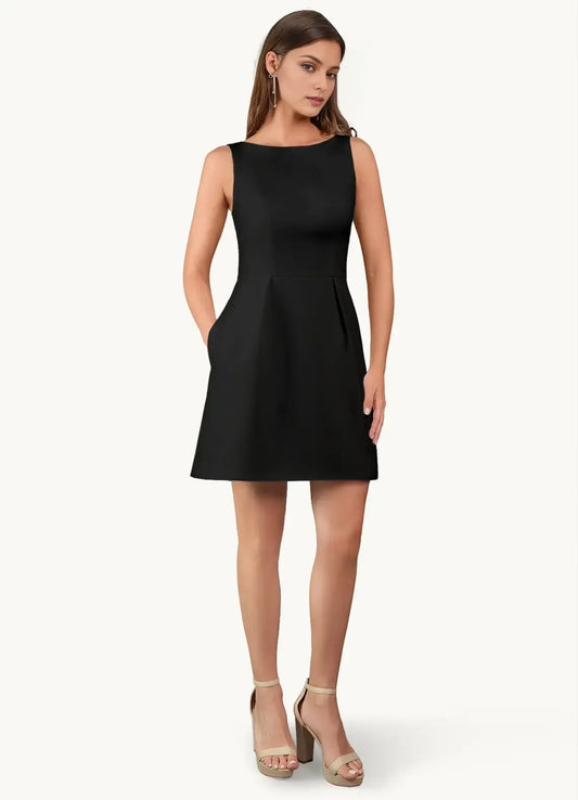 DingJiDress Short Prom Dress Sheath Boat Neck Sleeveless Elegant Simple Hot Sale Homecoming Dress