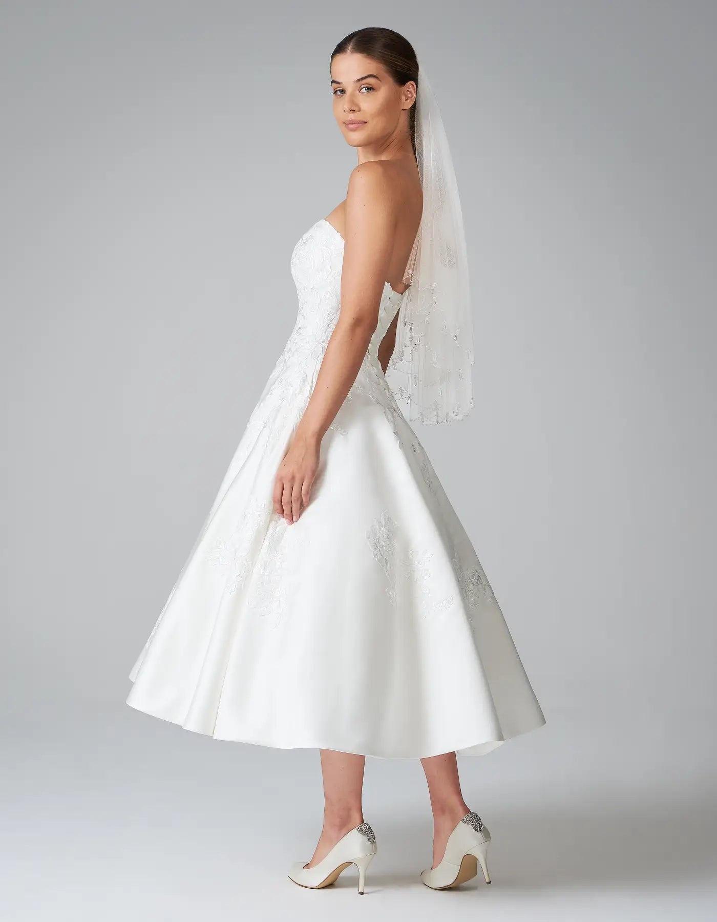 DingJiDress a vintage inspired satin tea length dress Wedding Dresses