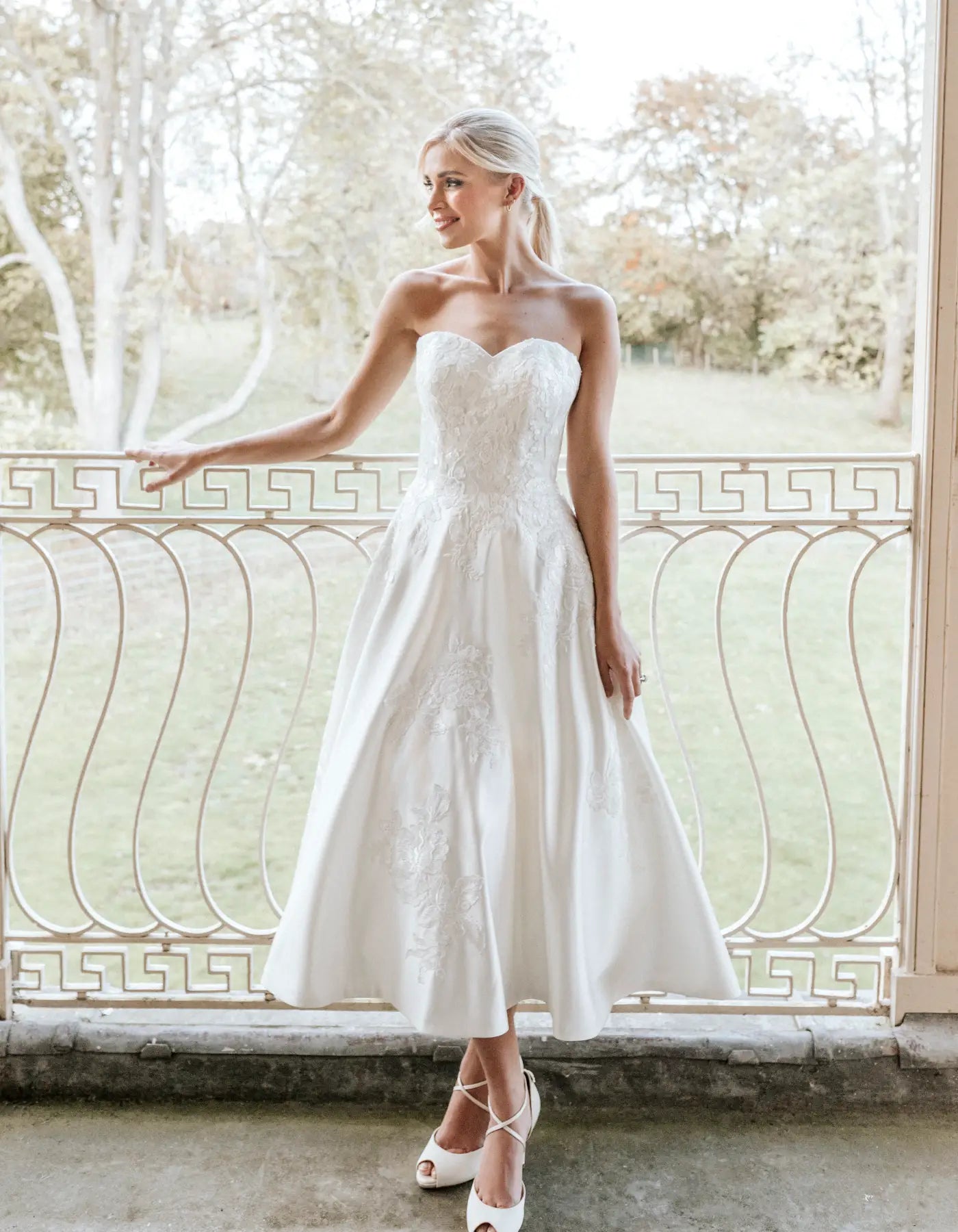 DingJiDress a vintage inspired satin tea length dress Wedding Dresses