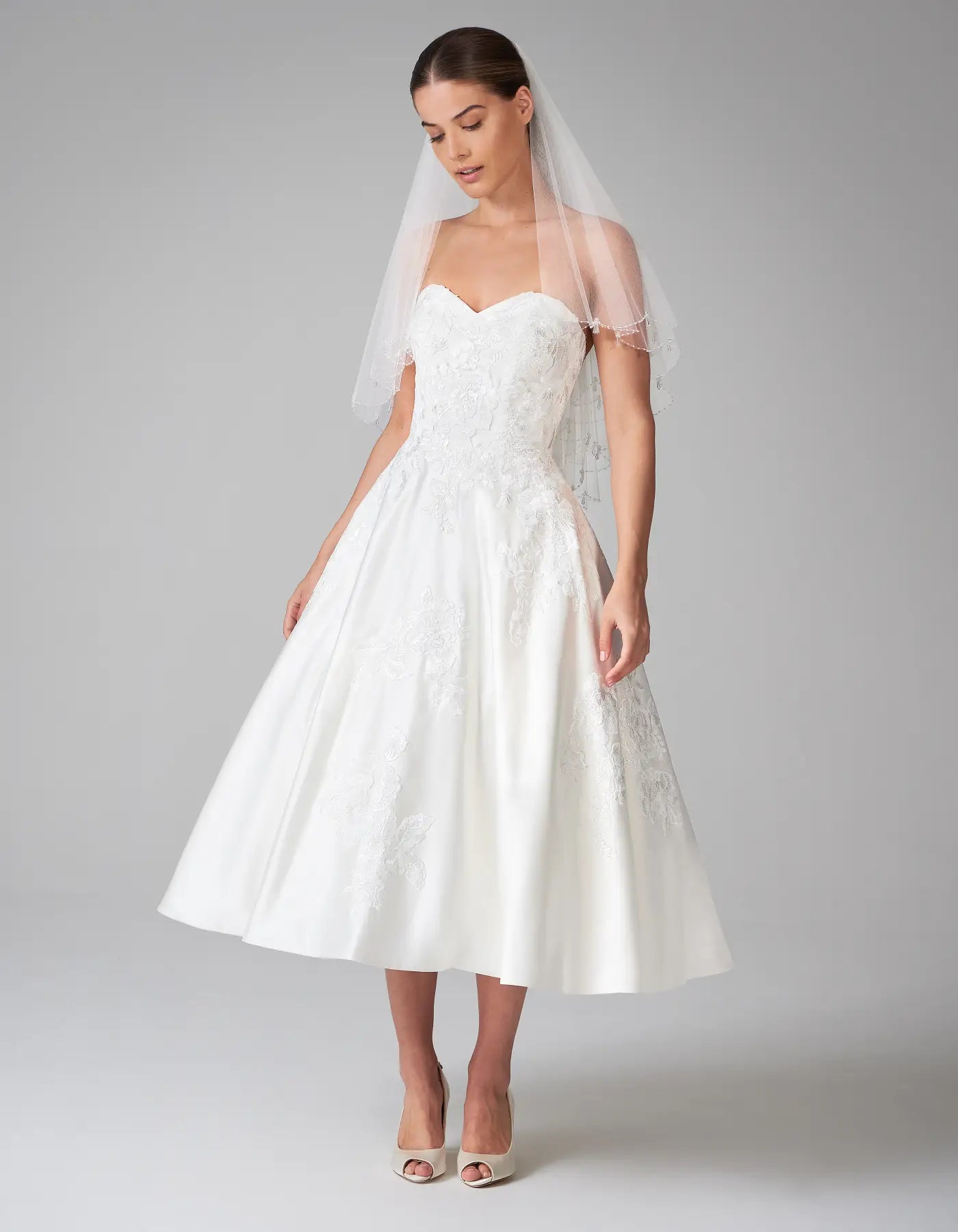 DingJiDress a vintage inspired satin tea length dress Wedding Dresses