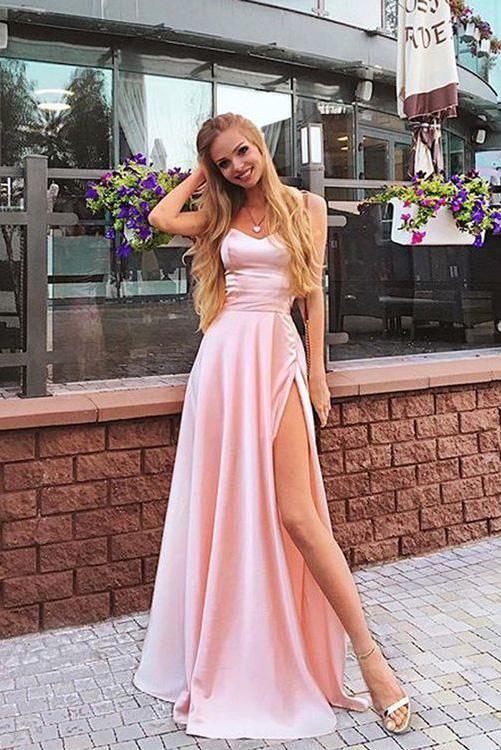 DingJiDress Prom Dresses Elegant Stain A Line Chiffon Long Party With Split
