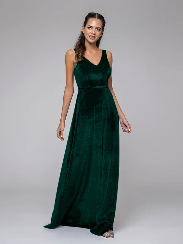 DingJiDress Sleeveless V-neck Velvet Maxi Dress Bridesmaid Dresses