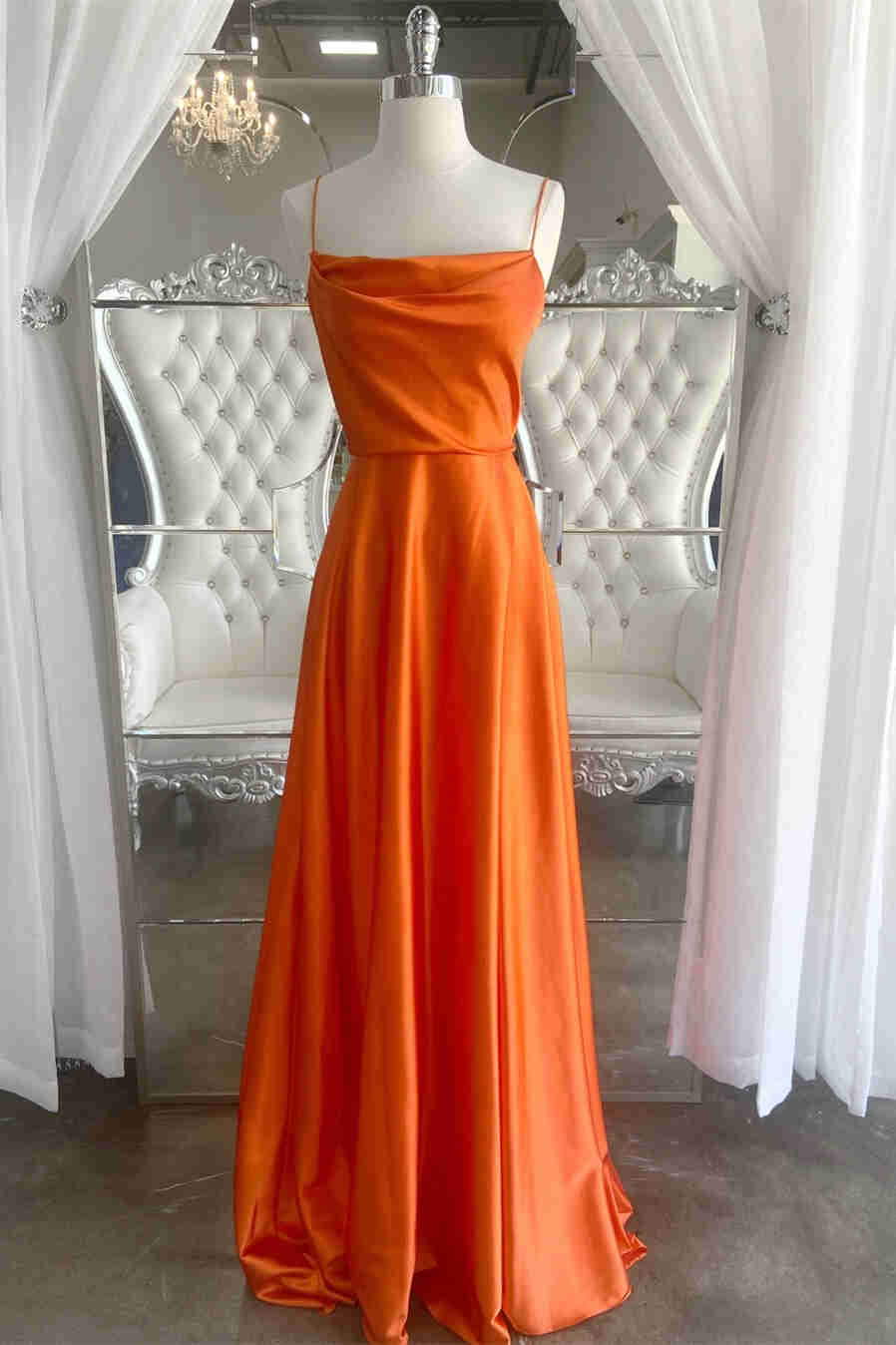 DingJiDress Prom Dress Evening Dresses Spaghetti Straps Satin With Slit A Line Floor Length