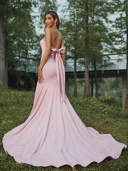 DingJiDress Evening Prom Dresses Mermaid/Trumpet Bowknot Court Train