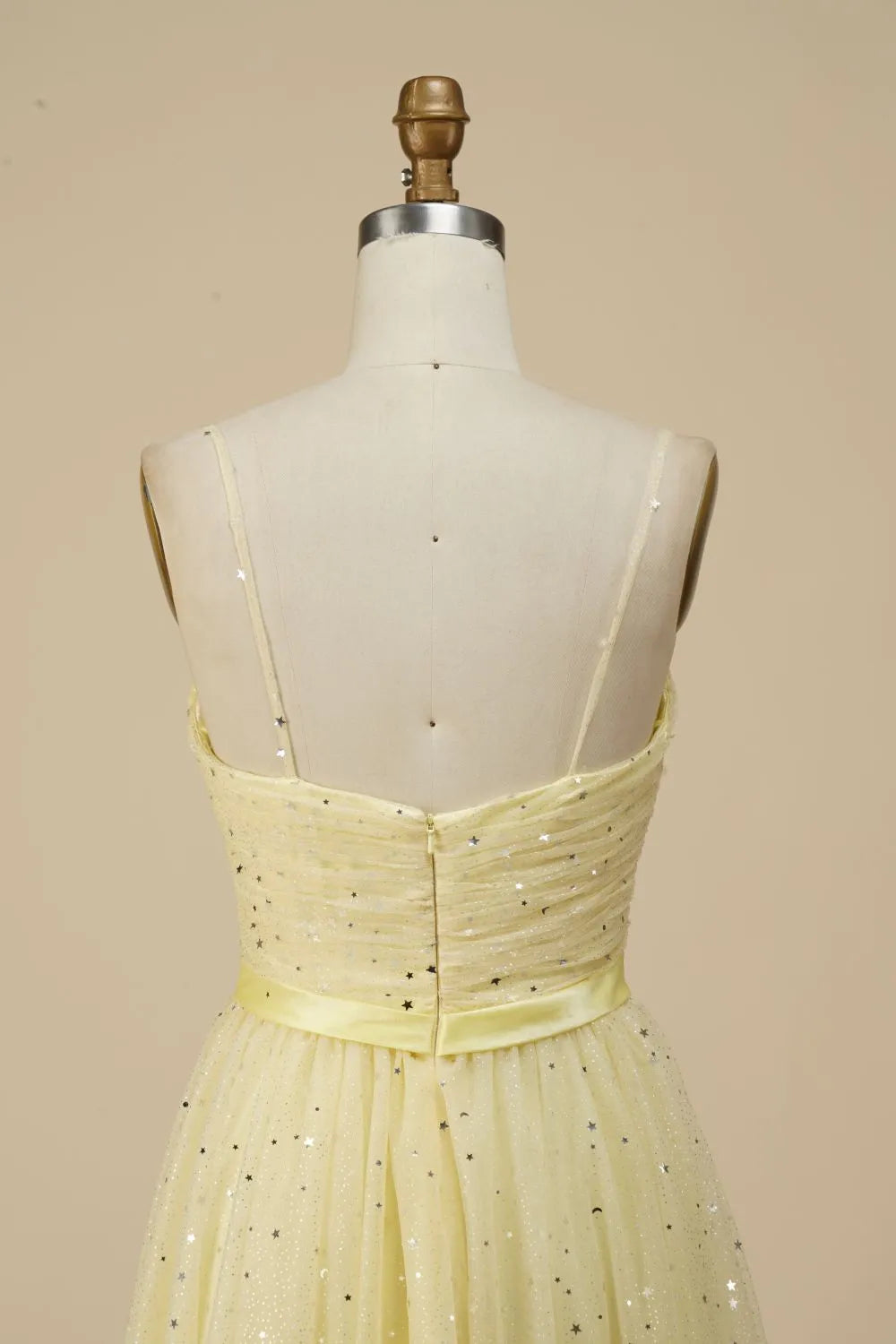 DingJiDress Glitter A-line Spaghetti Straps Party Dress With Belt