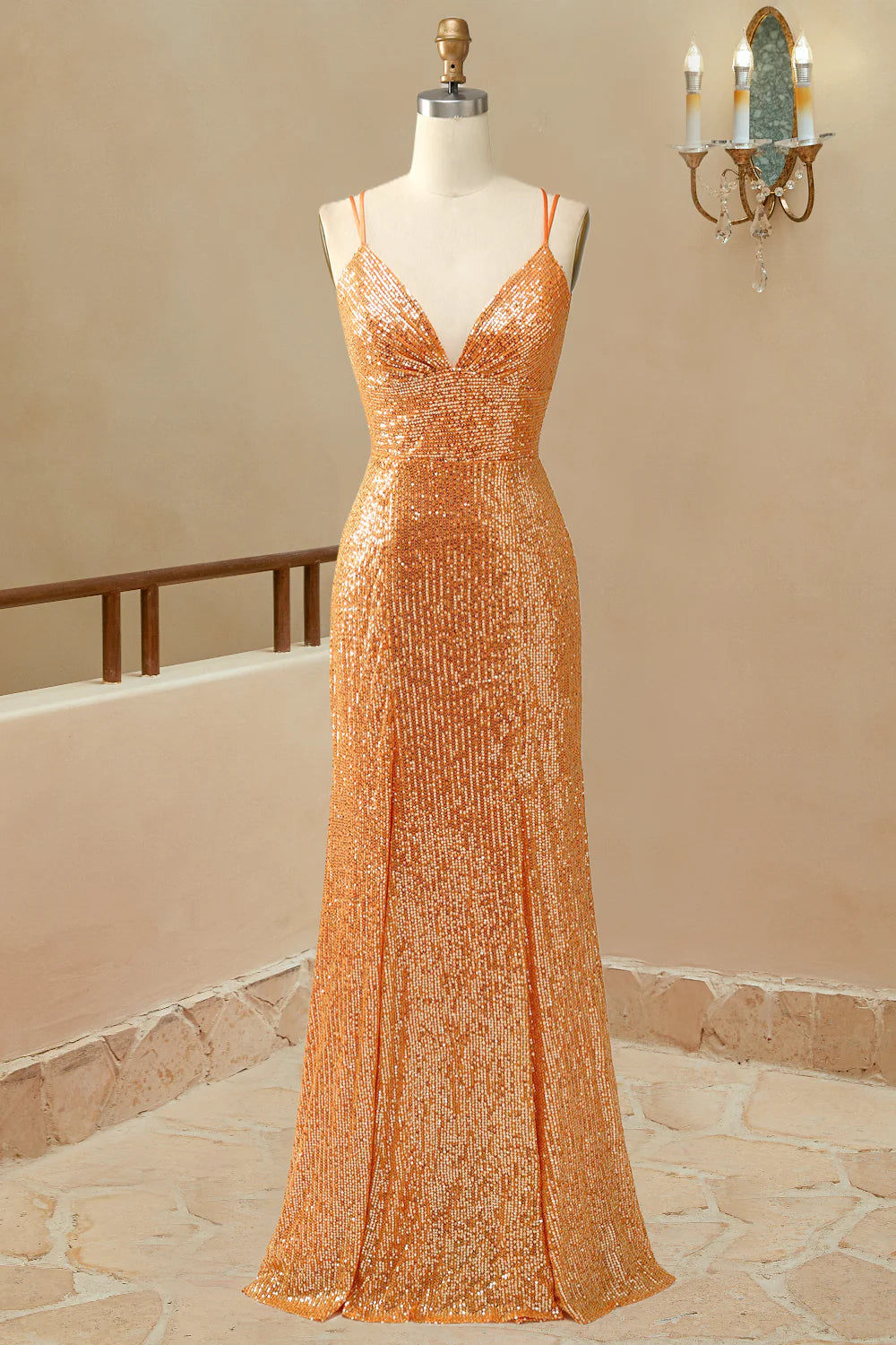 DingJiDress Prom Dresse Straps Mermaid Sequins With Slit