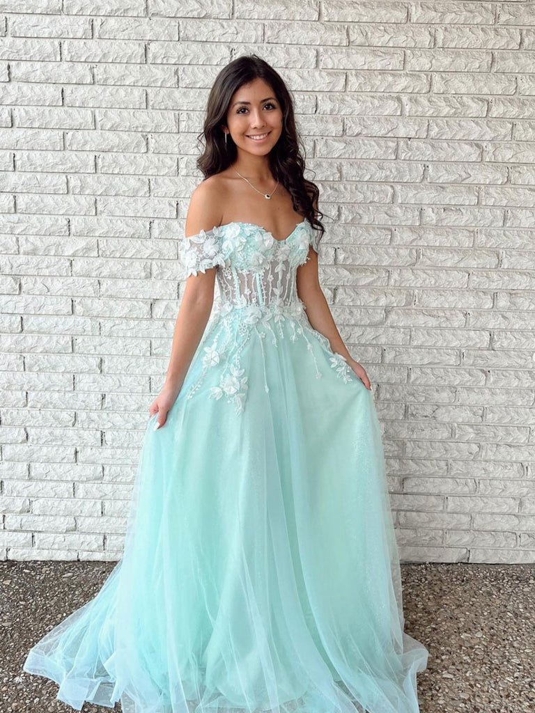 DingJiDress Gorgeous Tulle Prom Dresses Off The Shoulder