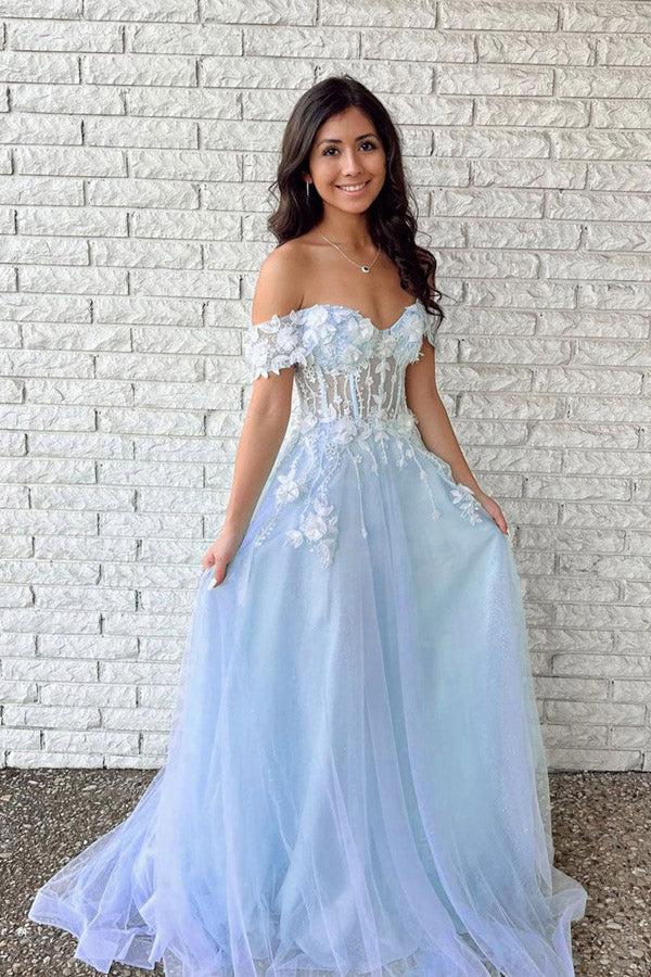 DingJiDress Gorgeous Tulle Prom Dresses Off The Shoulder