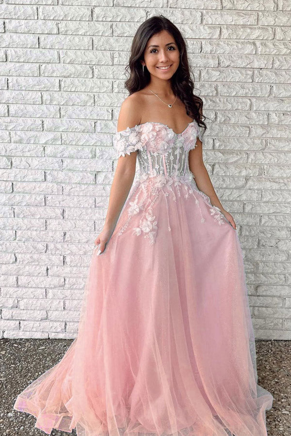 DingJiDress Gorgeous Tulle Prom Dresses Off The Shoulder