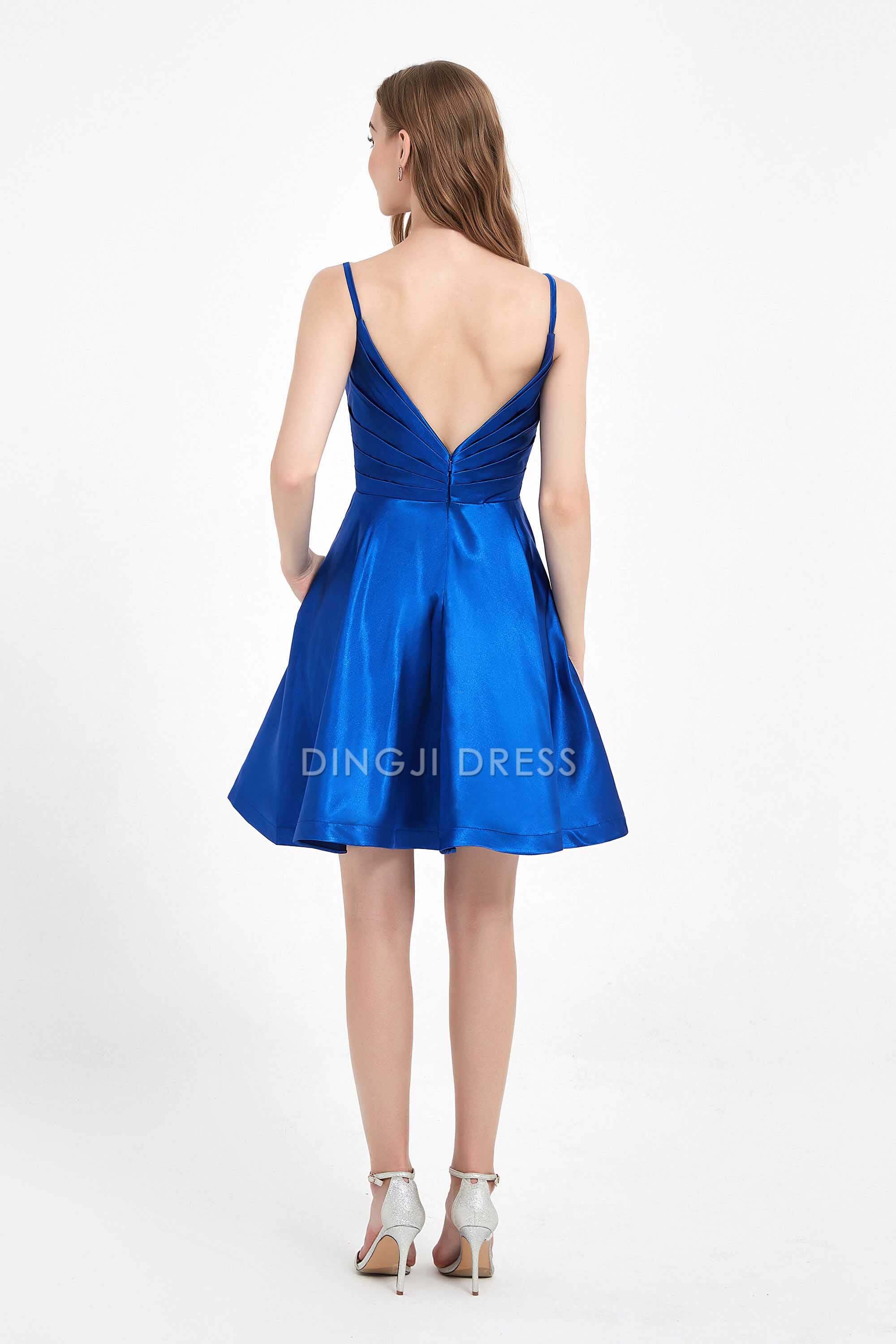 DingJiDress Hot Sale Homecoming Dress Fashion Elegant A Line Spaghetti Strap Lace Sweetheart Applique Open Back Simple Short Dress