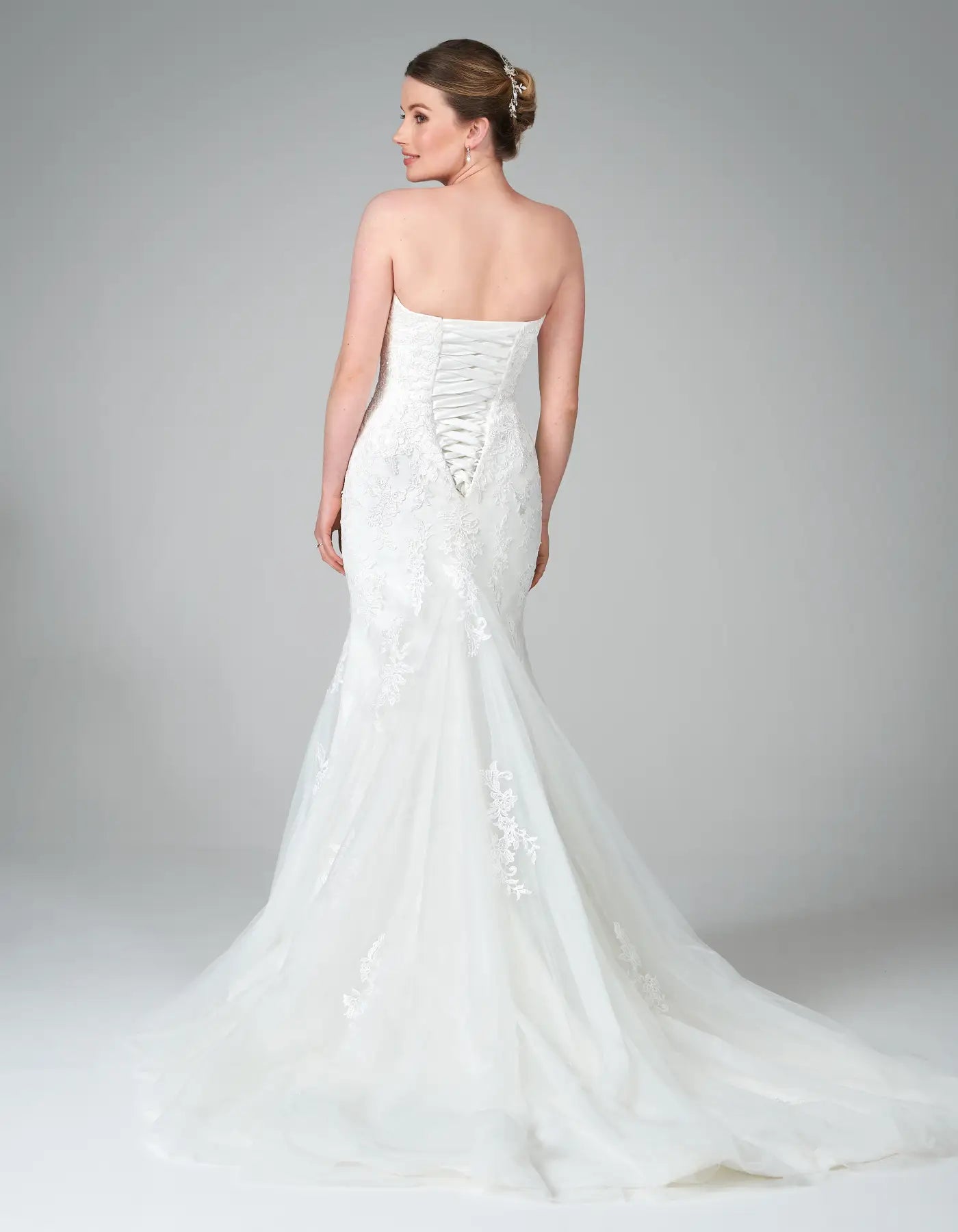 DingJiDress a strapless mermaid gown with floral lace Wedding Dresses