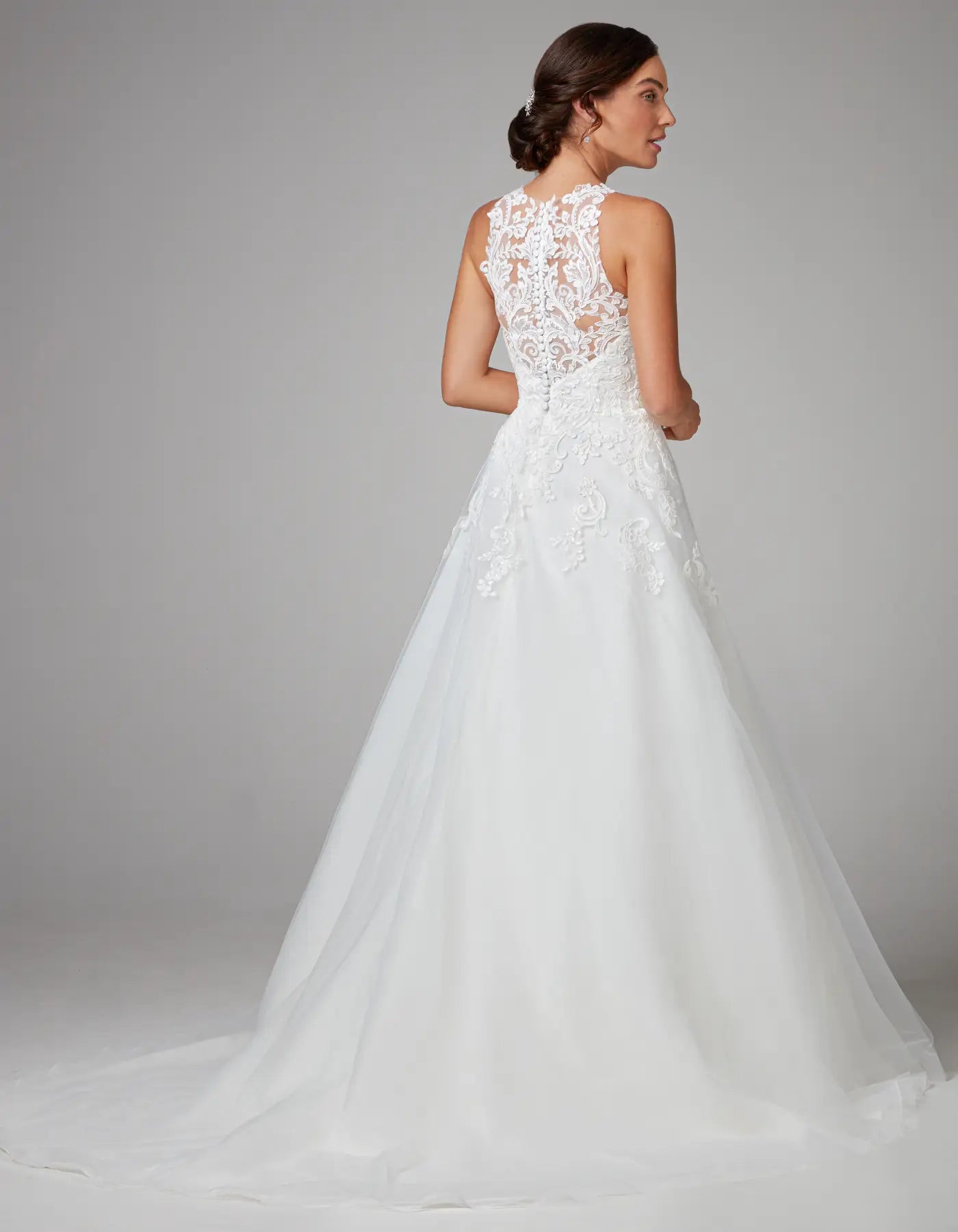 DingJiDress a gorgeous lace a-line with halter neck bodice