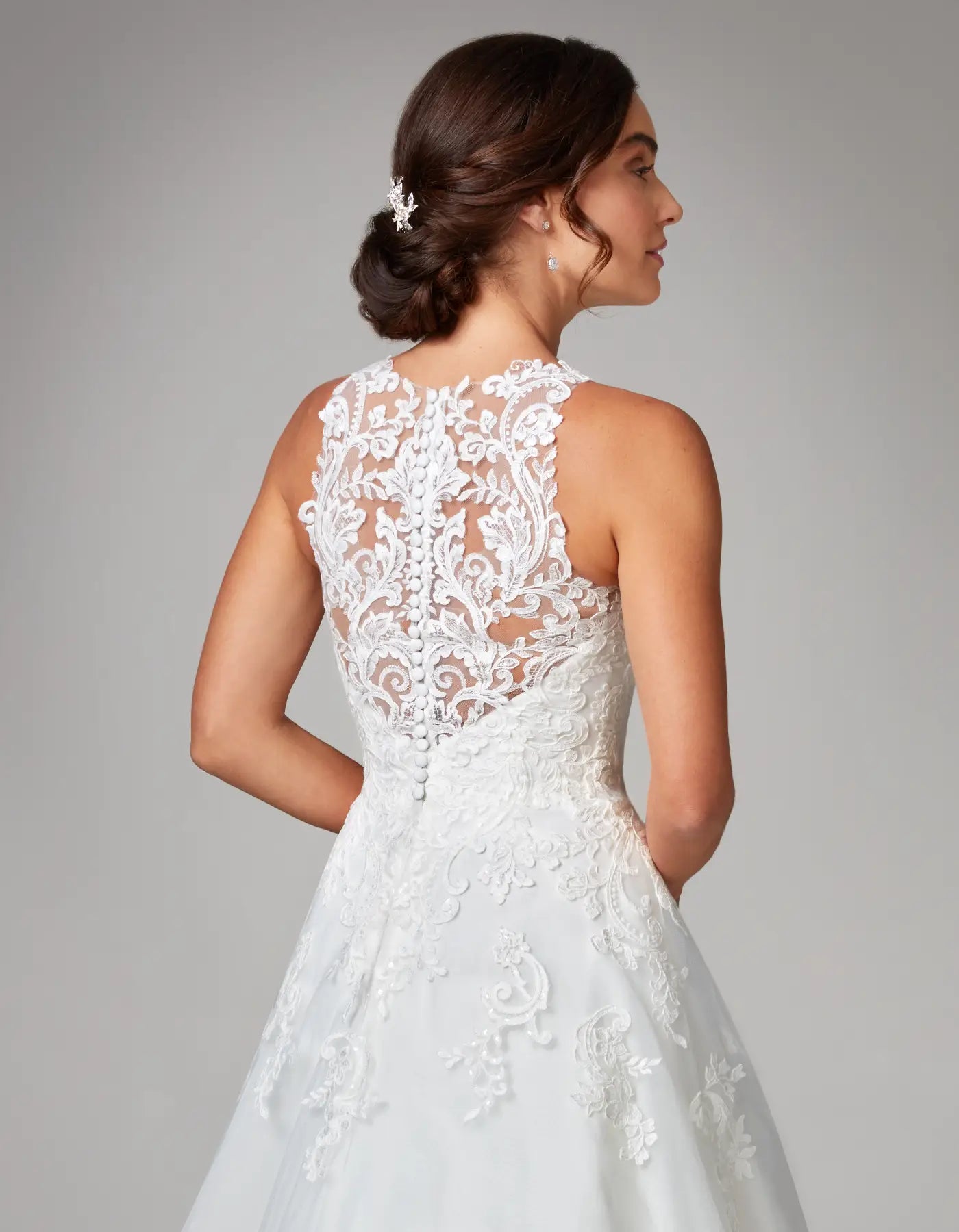 DingJiDress a gorgeous lace a-line with halter neck bodice