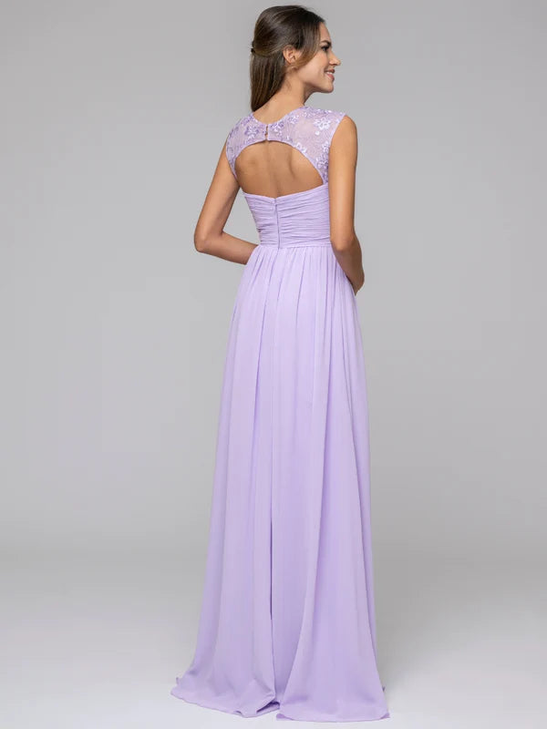 Chiffon Sweetheart Strap Long Bridesmaid Dresses With Pleated Bodice