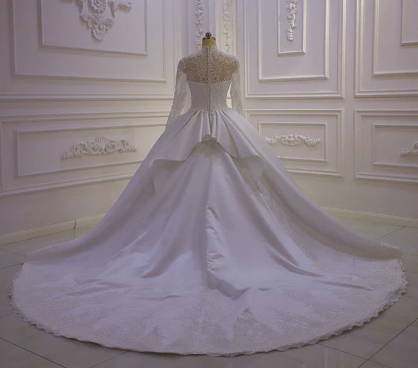 DingJiDress Gorgeous V Neck Long Sleeve Applique A Line Wedding Dresses