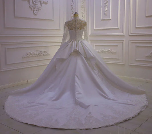 DingJiDress Gorgeous V Neck Long Sleeve Applique A Line Wedding Dresses