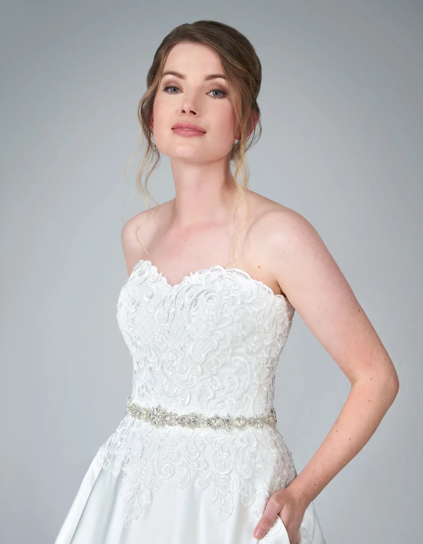 DingJiDress a satin and lace gown with pockets Wedding Dresses