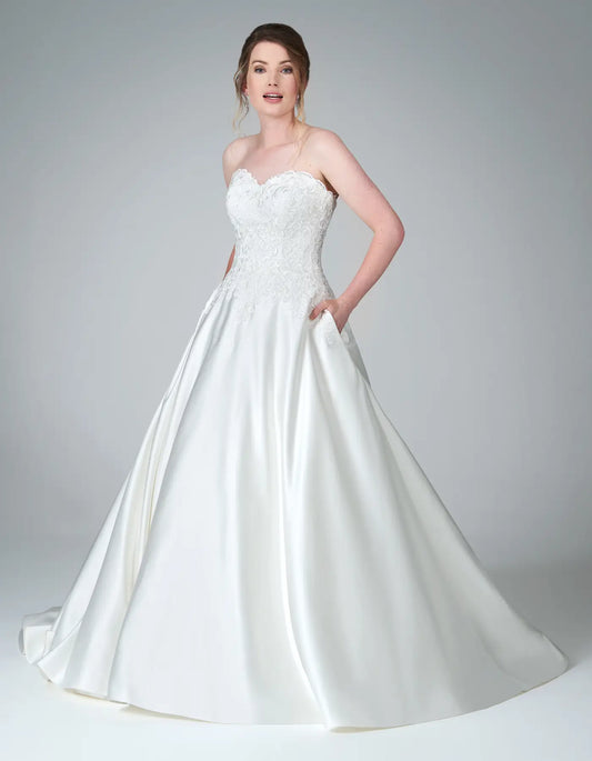 DingJiDress a satin and lace gown with pockets Wedding Dresses